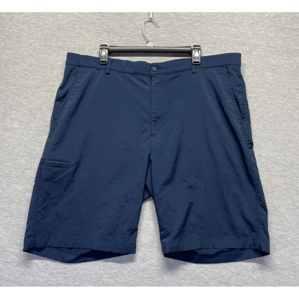 Greg Norman Chino Shorts Men 40 Navy Blue Marlin Logo Quick Dry Moisture Wicking